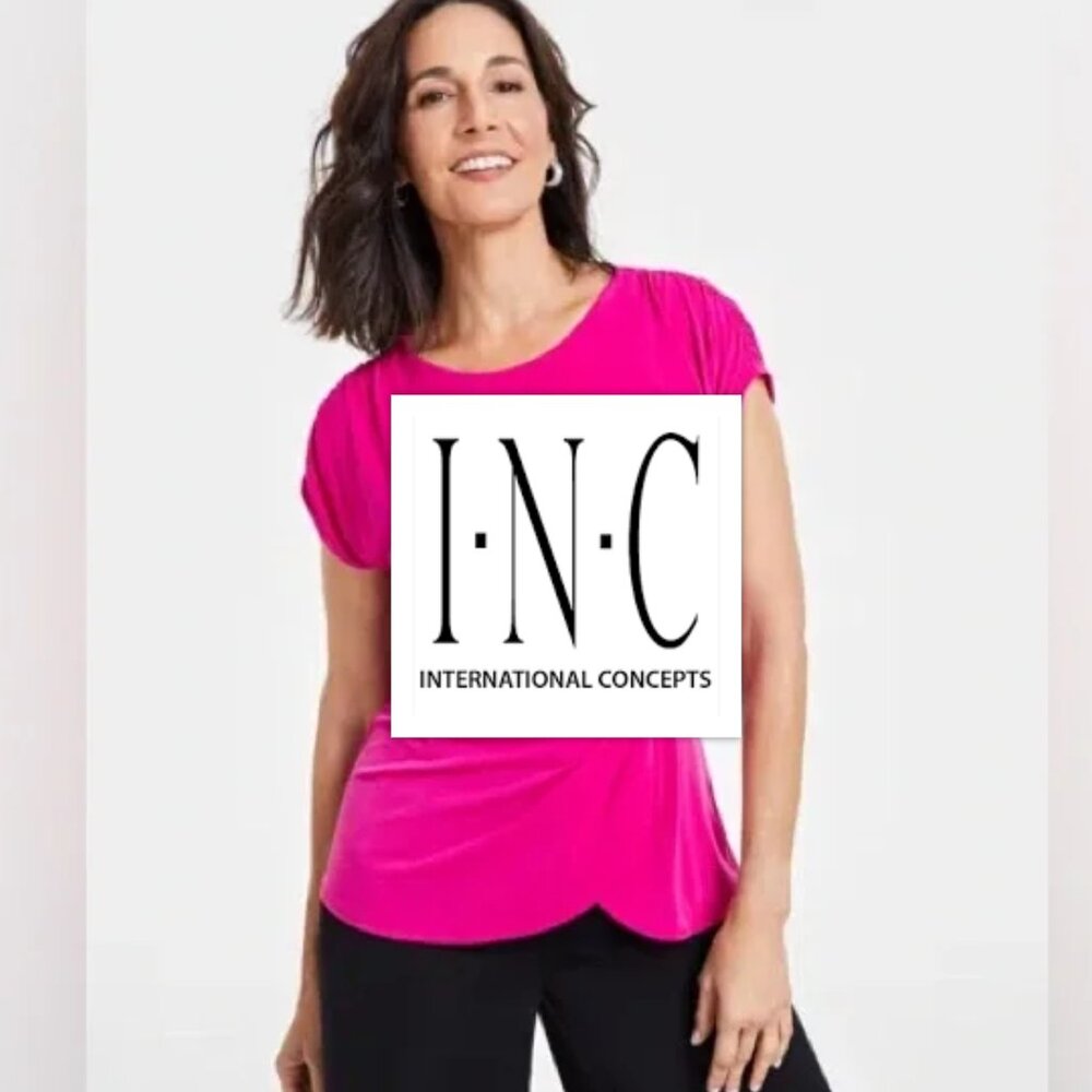 INC International Concepts Fuchsia Short Sleeve Top